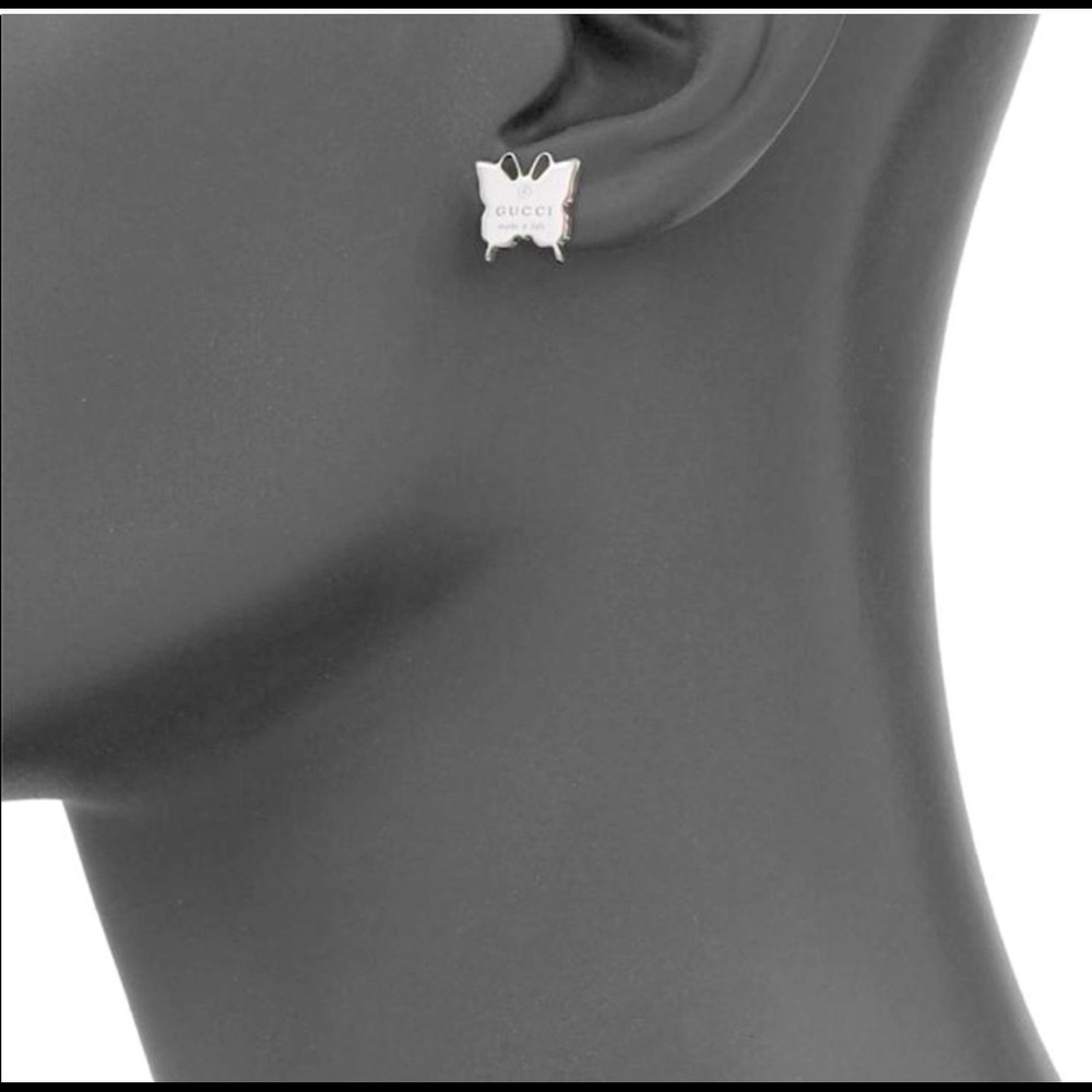 🩶 💯 AUTH GUCCI STERLING SILVER BUTTERFLY STUD POST EARRINGS 🩶